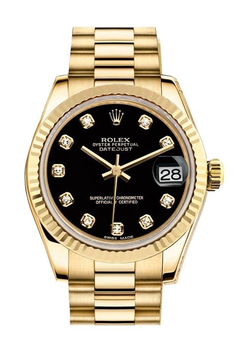 rolex datejust 31mm black dial|rolex datejust 31 gold price.